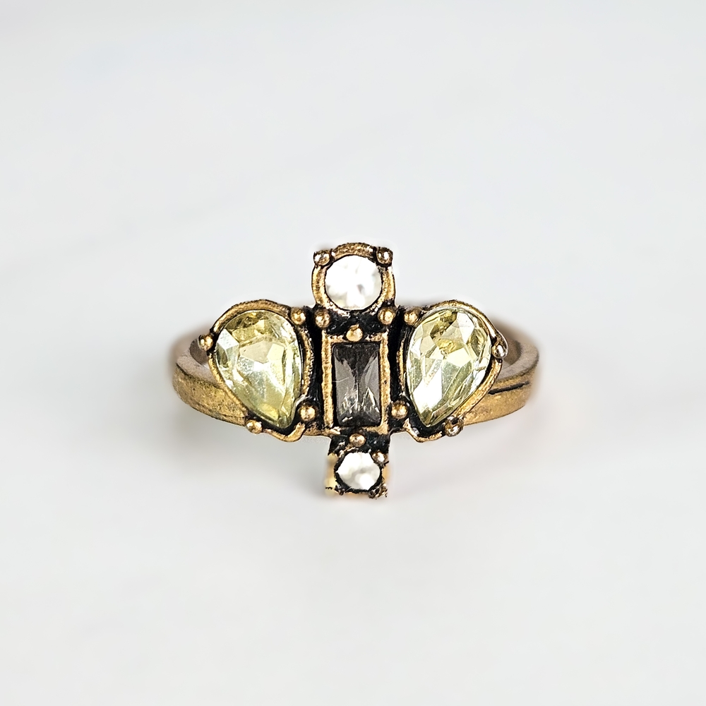 Ann Taylor Vintage BRASS STONE RING 7